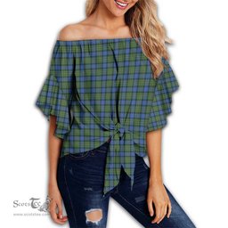 ScotsTee Shop Scottish MacLaren Ancient Clan Tartan Womens Off Shoulder Waist Wrap Top