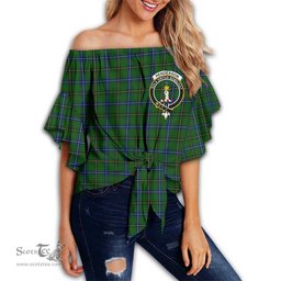ScotsTee Shop Scottish Henderson Modern Clan Crest Tartan Womens Off Shoulder Waist Wrap Top