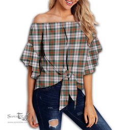 ScotsTee Shop Scottish MacDuff Dress Ancient Clan Tartan Womens Off Shoulder Waist Wrap Top
