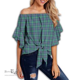 ScotsTee Shop Scottish Inglis Ancient Clan Tartan Womens Off Shoulder Waist Wrap Top