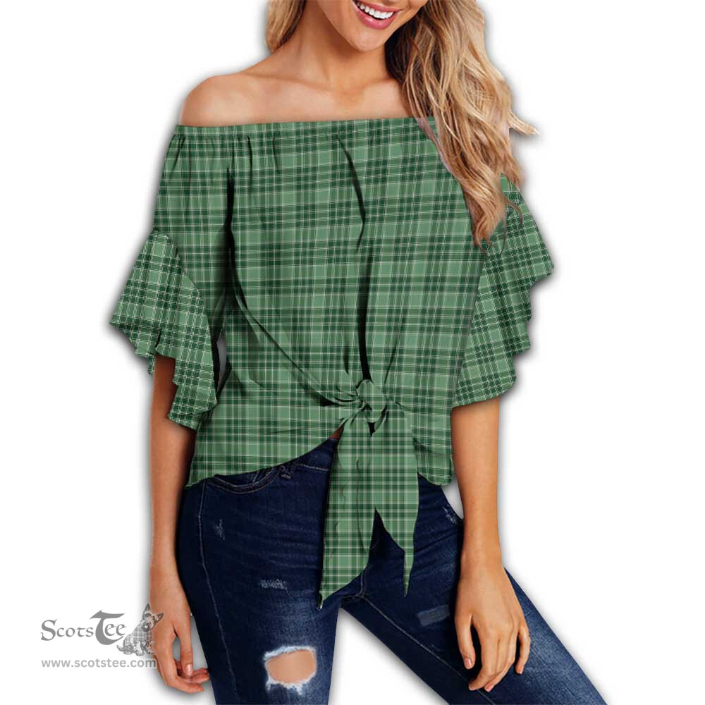ScotsTee Shop Scottish MacDonald Lord of the Isles Hunting Clan Tartan Womens Off Shoulder Waist Wrap Top