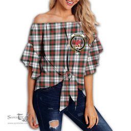 ScotsTee Shop Scottish MacDuff Dress Modern Clan Crest Tartan Womens Off Shoulder Waist Wrap Top