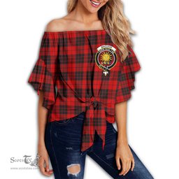 ScotsTee Shop Scottish MacLeod of Raasay Clan Crest Tartan Womens Off Shoulder Waist Wrap Top