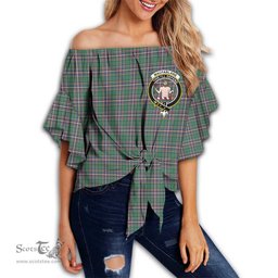 ScotsTee Shop Scottish MacFarlane Hunting Ancient Clan Crest Tartan Womens Off Shoulder Waist Wrap Top