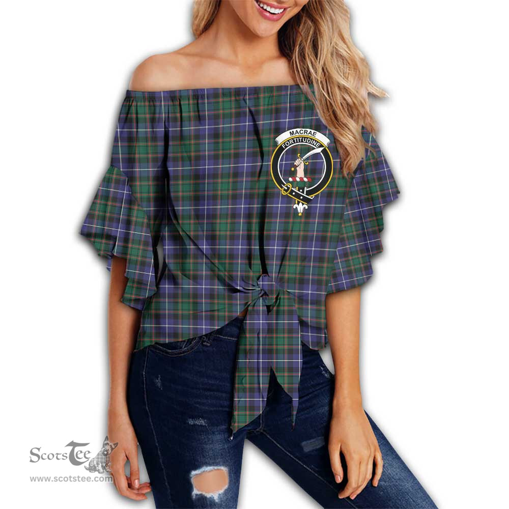 ScotsTee Shop Scottish MacRae Hunting Modern Clan Crest Tartan Womens Off Shoulder Waist Wrap Top