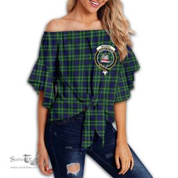 ScotsTee Shop Scottish MacNeil of Colonsay Modern Clan Crest Tartan Womens Off Shoulder Waist Wrap Top