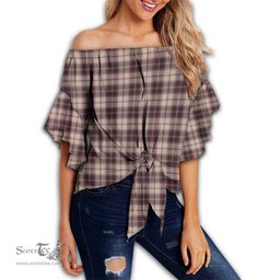 ScotsTee Shop Scottish MacPherson Hunting Ancient Clan Tartan Womens Off Shoulder Waist Wrap Top