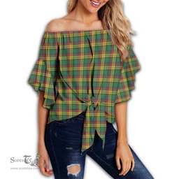 ScotsTee Shop Scottish MacMillan Old Ancient Clan Tartan Womens Off Shoulder Waist Wrap Top