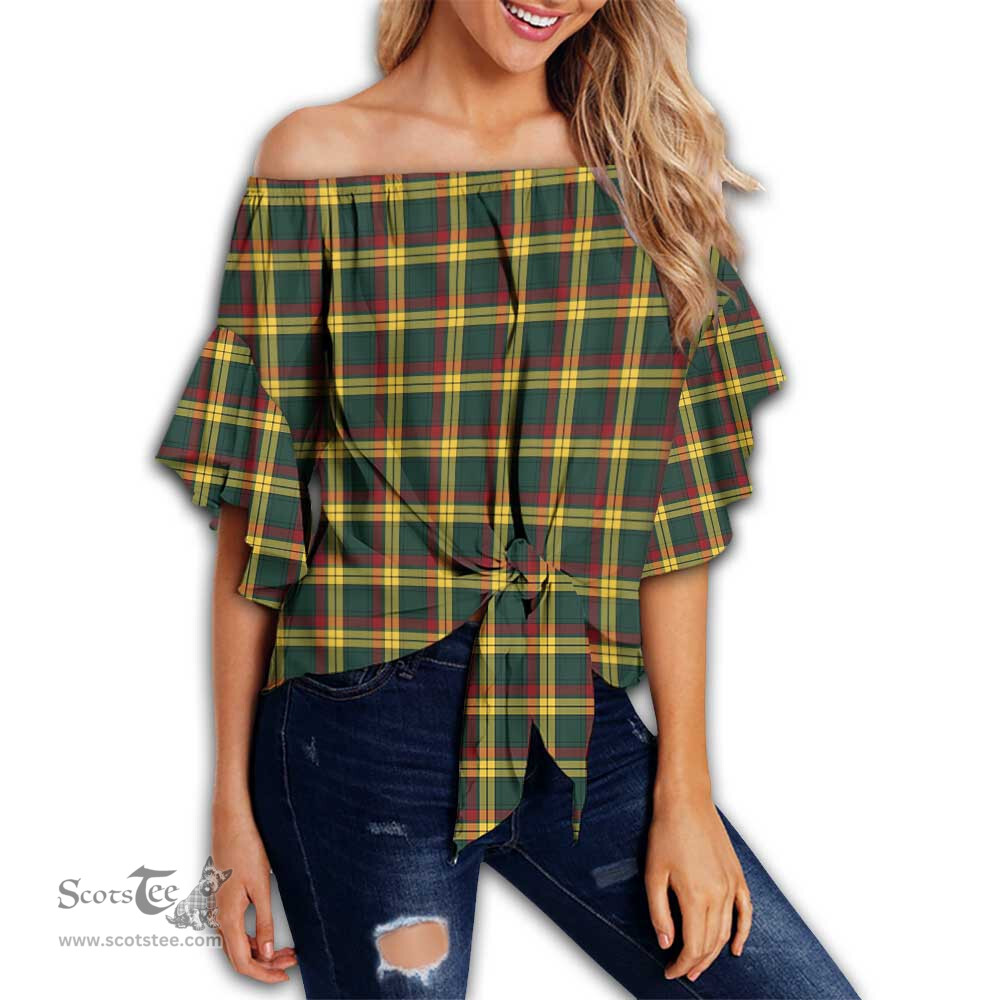 ScotsTee Shop Scottish MacMillan Old Modern Clan Tartan Womens Off Shoulder Waist Wrap Top