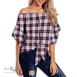 ScotsTee Shop Scottish MacPherson Hunting Modern Clan Tartan Womens Off Shoulder Waist Wrap Top