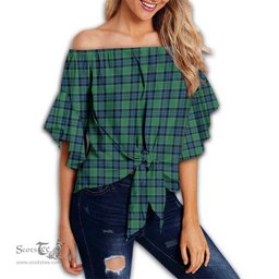 ScotsTee Shop Scottish Graham of Menteith Ancient Clan Tartan Womens Off Shoulder Waist Wrap Top