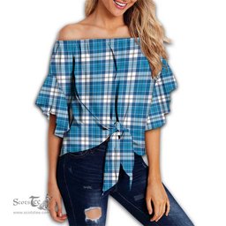 ScotsTee Shop Scottish Roberton Clan Tartan Womens Off Shoulder Waist Wrap Top