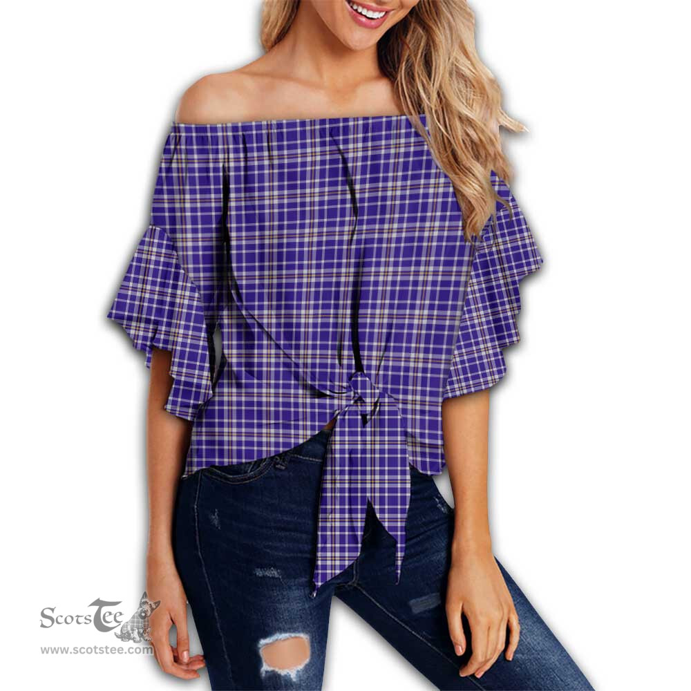 ScotsTee Shop Scottish Ochterlony Clan Tartan Womens Off Shoulder Waist Wrap Top