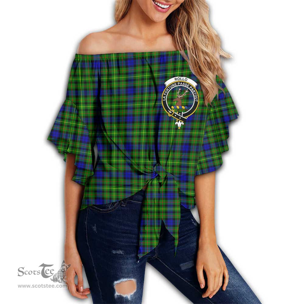 ScotsTee Shop Scottish Rollo Modern Clan Crest Tartan Womens Off Shoulder Waist Wrap Top