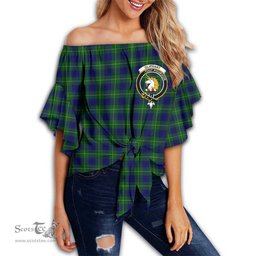 ScotsTee Shop Scottish Oliphant Modern Clan Crest Tartan Womens Off Shoulder Waist Wrap Top