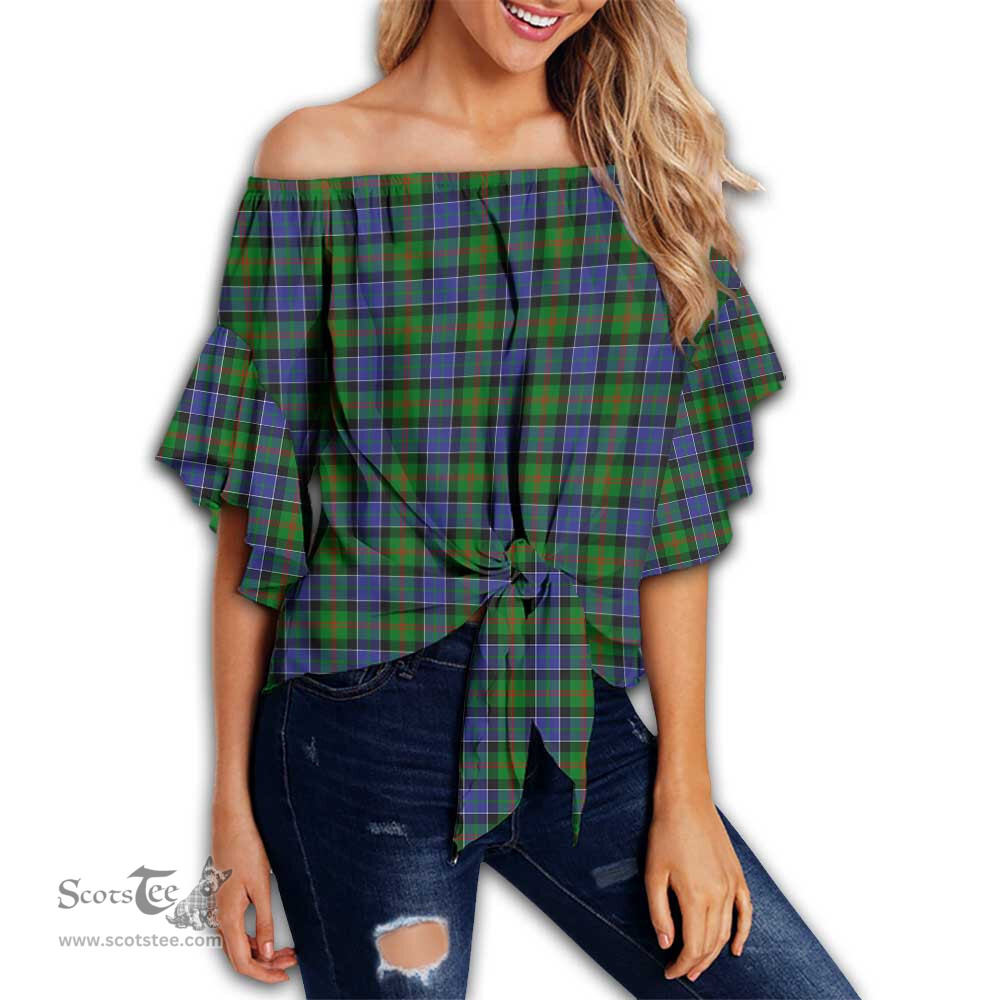 ScotsTee Shop Scottish Paterson Clan Tartan Womens Off Shoulder Waist Wrap Top
