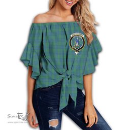 ScotsTee Shop Scottish Montgomery Ancient Clan Crest Tartan Womens Off Shoulder Waist Wrap Top