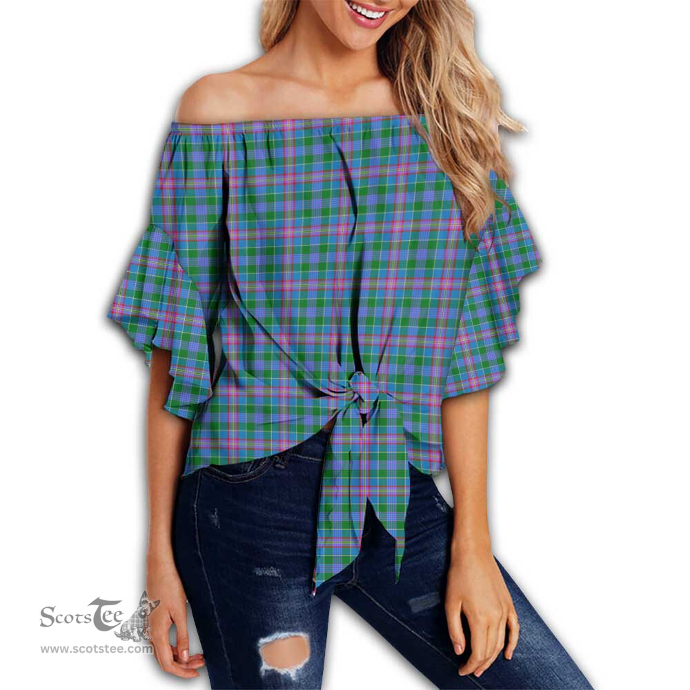 ScotsTee Shop Scottish Ralston Clan Tartan Womens Off Shoulder Waist Wrap Top
