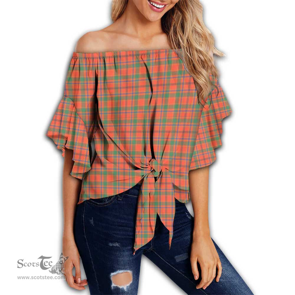 ScotsTee Shop Scottish Munro Ancient Clan Tartan Womens Off Shoulder Waist Wrap Top