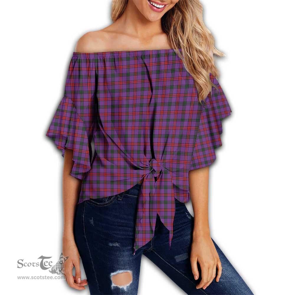 ScotsTee Shop Scottish Montgomery Modern Clan Tartan Womens Off Shoulder Waist Wrap Top