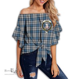 ScotsTee Shop Scottish Napier Modern Clan Crest Tartan Womens Off Shoulder Waist Wrap Top