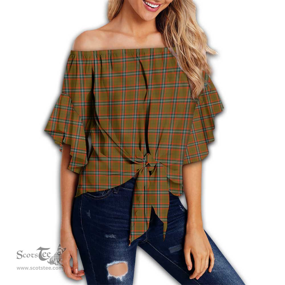 ScotsTee Shop Scottish Seton Hunting Modern Clan Tartan Womens Off Shoulder Waist Wrap Top