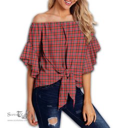 ScotsTee Shop Scottish Sinclair Modern Clan Tartan Womens Off Shoulder Waist Wrap Top