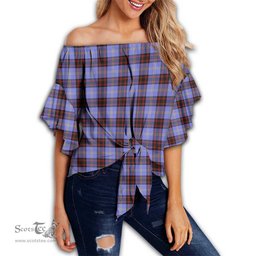 ScotsTee Shop Scottish Rutherford Clan Tartan Womens Off Shoulder Waist Wrap Top