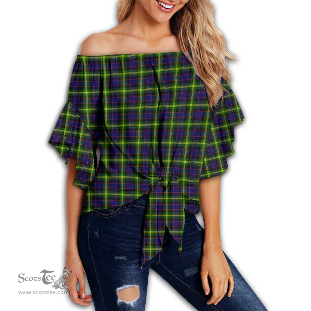 ScotsTee Shop Scottish Watson Modern Clan Tartan Womens Off Shoulder Waist Wrap Top