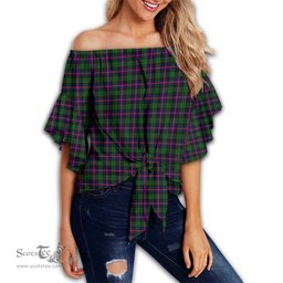 ScotsTee Shop Scottish Urquhart Modern Clan Tartan Womens Off Shoulder Waist Wrap Top