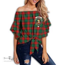 ScotsTee Shop Scottish Stewart Atholl Modern Clan Crest Tartan Womens Off Shoulder Waist Wrap Top