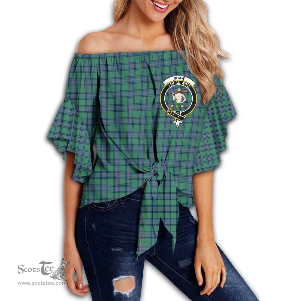ScotsTee Shop Scottish Shaw Ancient Clan Crest Tartan Womens Off Shoulder Waist Wrap Top