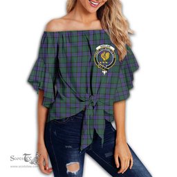 ScotsTee Shop Scottish Sinclair Hunting Modern Clan Crest Tartan Womens Off Shoulder Waist Wrap Top