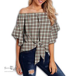 ScotsTee Shop Scottish Stewart Dress Ancient Clan Tartan Womens Off Shoulder Waist Wrap Top