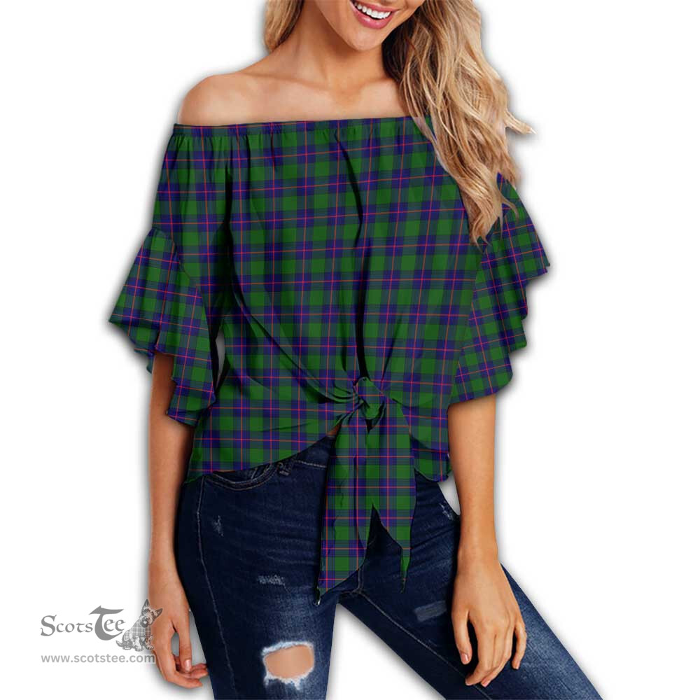 ScotsTee Shop Scottish Shaw Modern Clan Tartan Womens Off Shoulder Waist Wrap Top