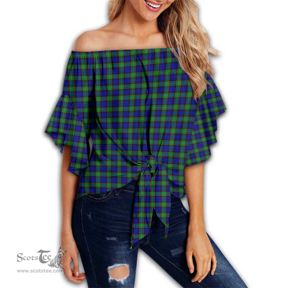 ScotsTee Shop Scottish Sempill Modern Clan Tartan Womens Off Shoulder Waist Wrap Top