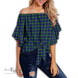 ScotsTee Shop Scottish Sempill Modern Clan Tartan Womens Off Shoulder Waist Wrap Top