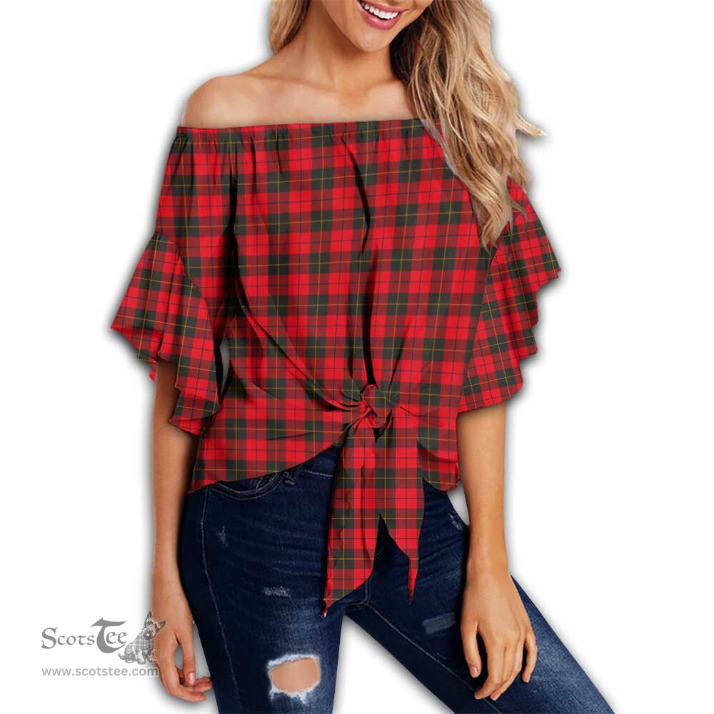 ScotsTee Shop Scottish Wallace Weathered Clan Tartan Womens Off Shoulder Waist Wrap Top
