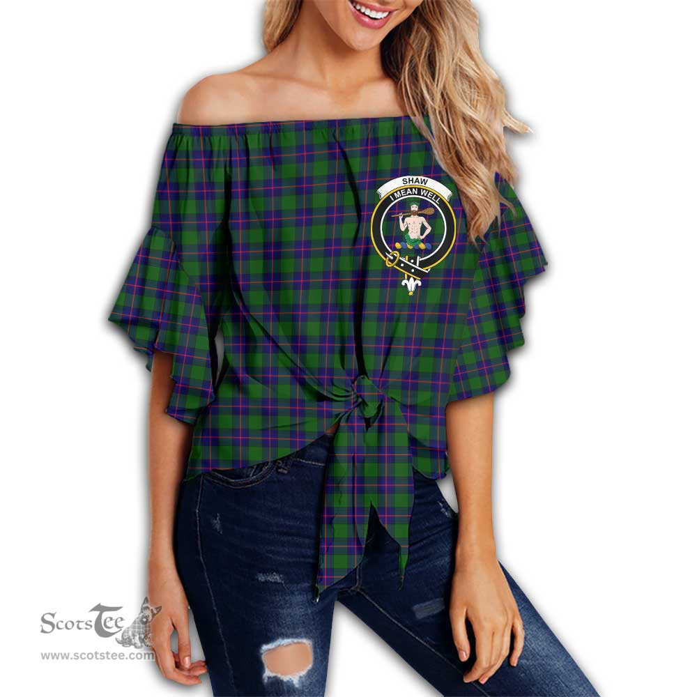 ScotsTee Shop Scottish Shaw Modern Clan Crest Tartan Womens Off Shoulder Waist Wrap Top