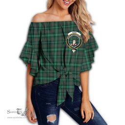 ScotsTee Shop Scottish Ross Hunting Modern Clan Crest Tartan Womens Off Shoulder Waist Wrap Top