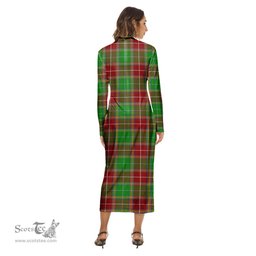 ScotsTee Shop Scottish Baxter Modern Clan Crest Tartan Womens Mock Neck Long Sleeve Midi Dress