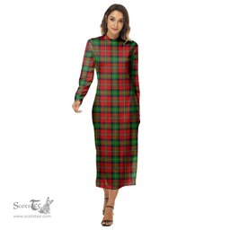 ScotsTee Shop Scottish Boyd Modern Clan Tartan Womens Mock Neck Long Sleeve Midi Dress