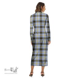ScotsTee Shop Scottish Bell of the Borders Clan Tartan Womens Mock Neck Long Sleeve Midi Dress