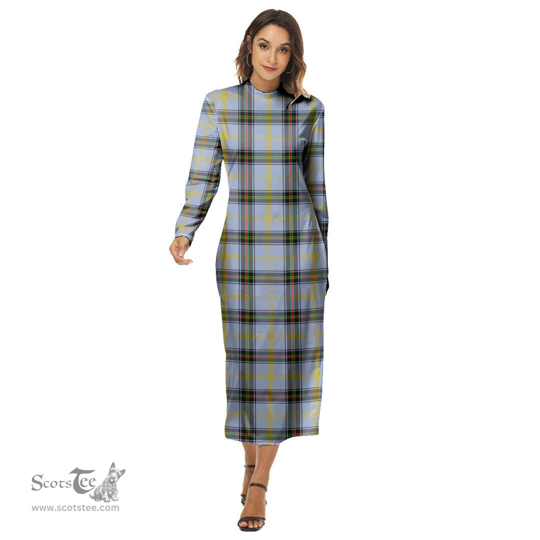 ScotsTee Shop Scottish Bell of the Borders Clan Tartan Womens Mock Neck Long Sleeve Midi Dress