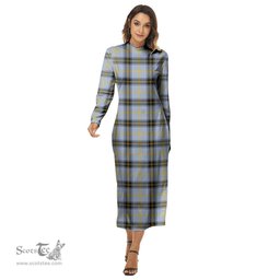 ScotsTee Shop Scottish Bell of the Borders Clan Tartan Womens Mock Neck Long Sleeve Midi Dress