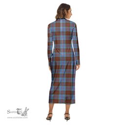 ScotsTee Shop Scottish Anderson Modern Clan Crest Tartan Womens Mock Neck Long Sleeve Midi Dress