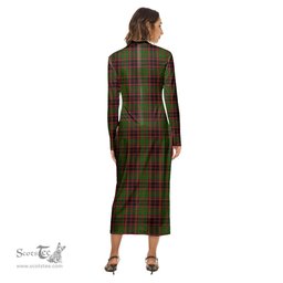 ScotsTee Shop Scottish Buchan Modern Clan Crest Tartan Womens Mock Neck Long Sleeve Midi Dress