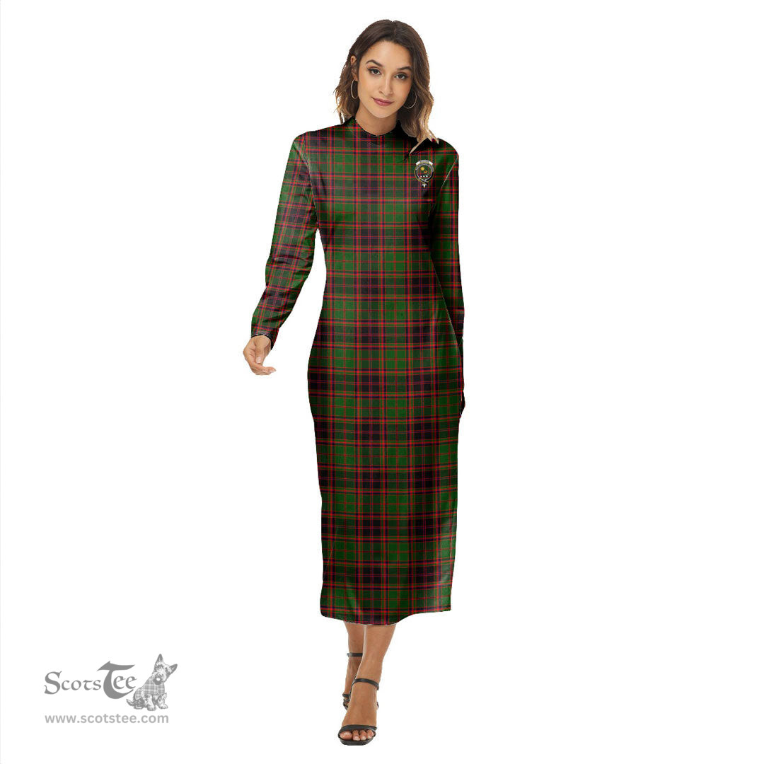 ScotsTee Shop Scottish Buchan Modern Clan Crest Tartan Womens Mock Neck Long Sleeve Midi Dress