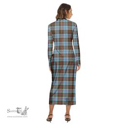 ScotsTee Shop Scottish Anderson Ancient Clan Tartan Womens Mock Neck Long Sleeve Midi Dress