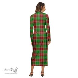ScotsTee Shop Scottish Baxter Modern Clan Tartan Womens Mock Neck Long Sleeve Midi Dress